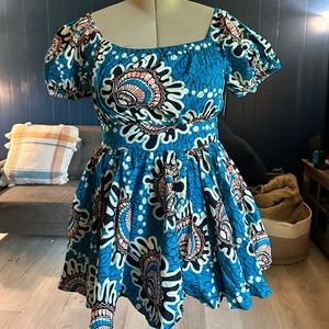 ÖFUURË African Print Off-Shoulder Mini Dress L/XL